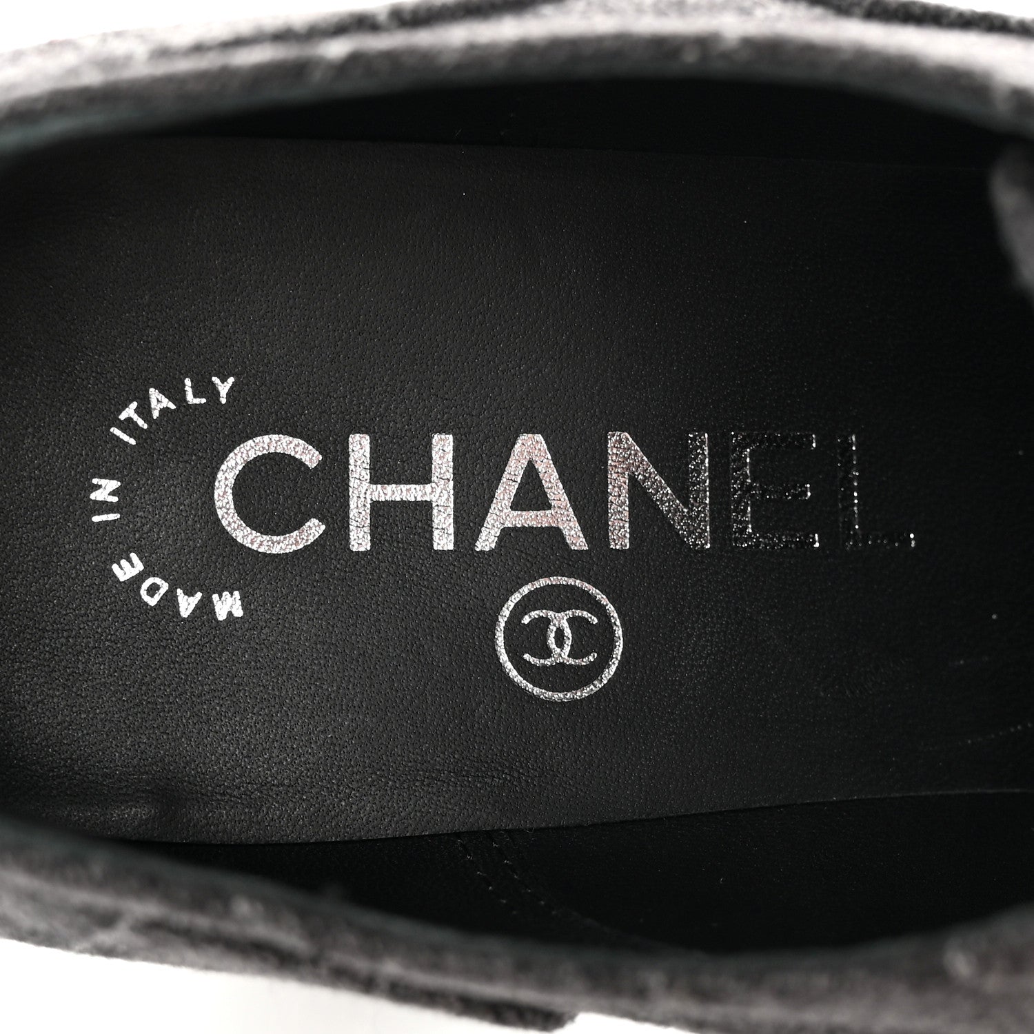 Chanel Fabric Lace Up Ankle Booties 37 Grey 8 of 11