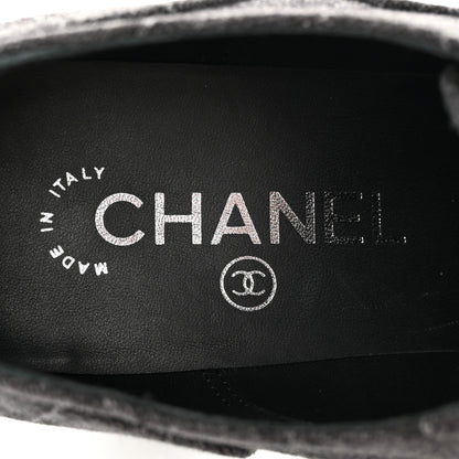 Chanel Fabric Lace Up Ankle Booties 37 Grey 8 of 11