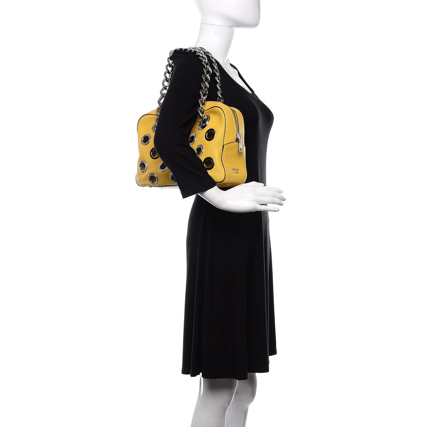 Vitello Daino Grommet Chain Satchel Bag Soleil