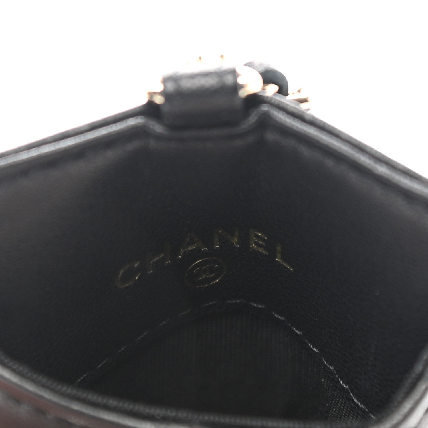 Chanel Lambskin Quilted Glitter Card Holder On Chain Black 5 of 7