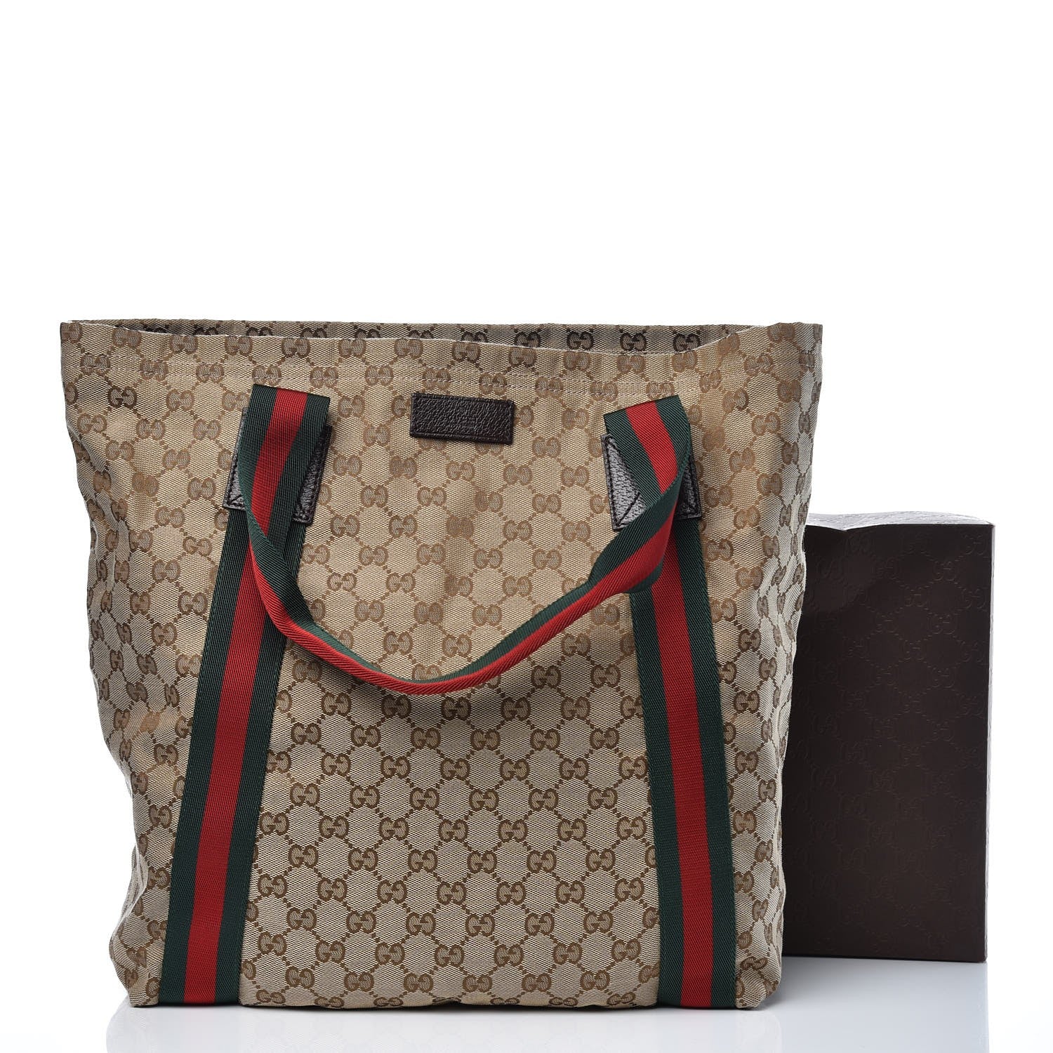 Gucci GG Monogram Medium Web Handle Vertical Tote Dark Brown 10 of 10