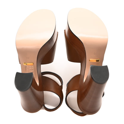 Gucci Cosmos Softy Calfskin Wooden Interlocking G Cut-Out 30/120mm Platform Sandals 35 Cuir 6 of 8