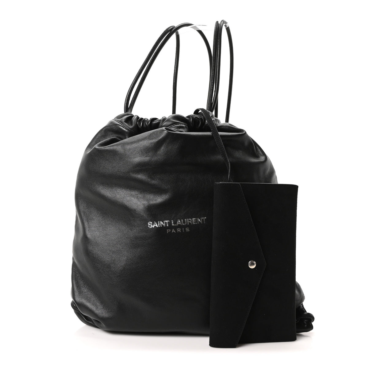 Lambskin Teddy Drawstring Bag Black