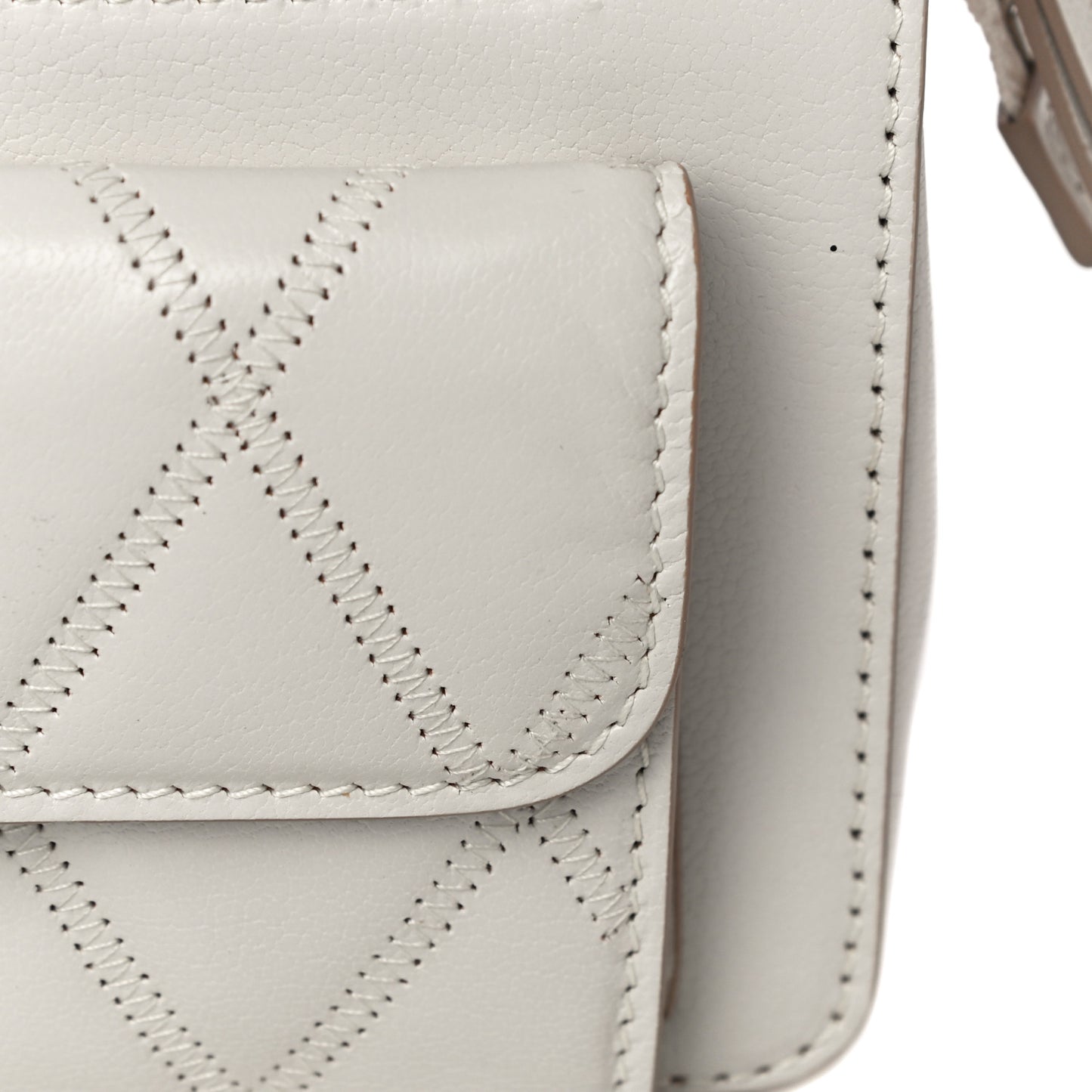 Goatskin Diamond Quilted Pocket Crossbody White