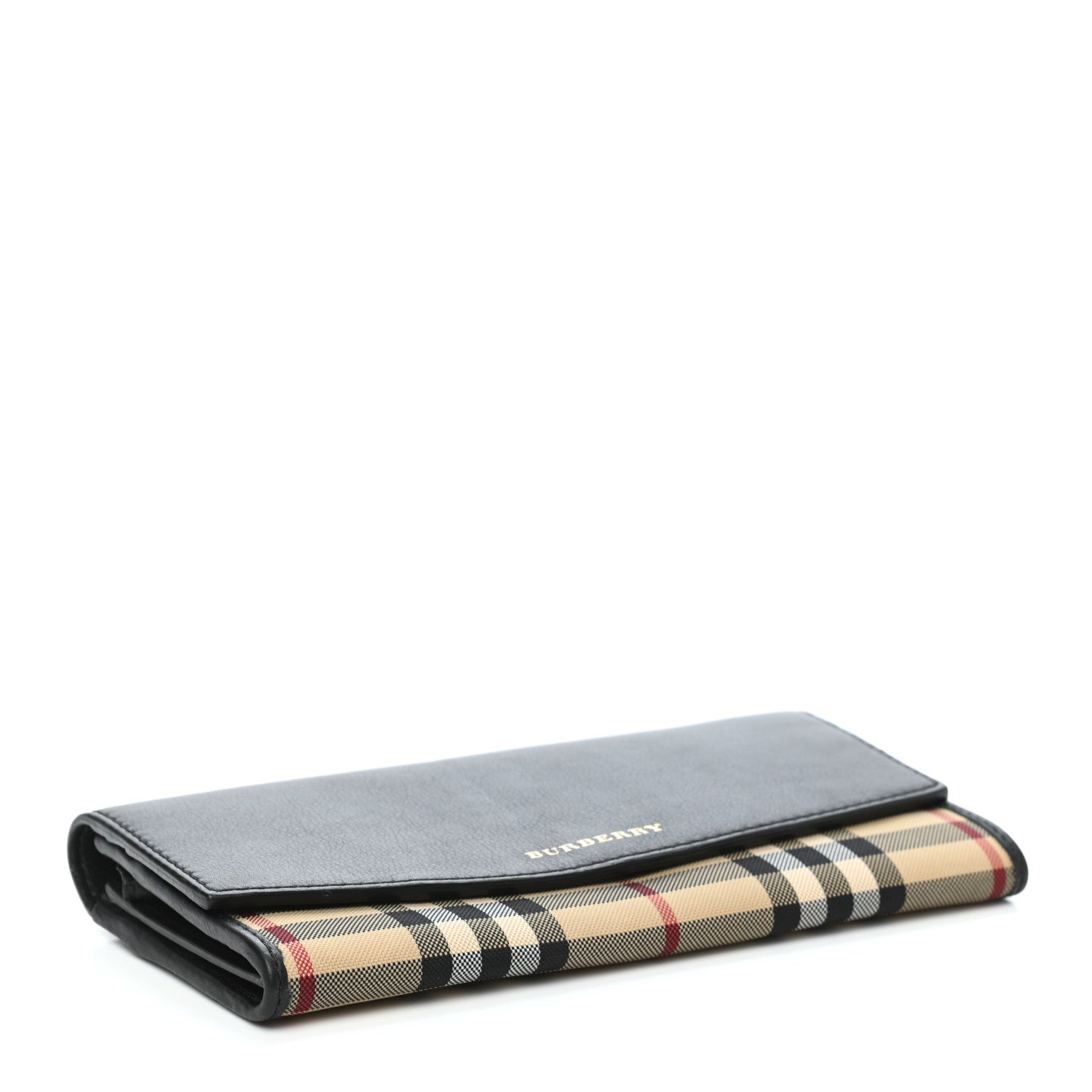 Burberry Calfskin Horseferry Check Porter Continental Wallet Black 4 of 6