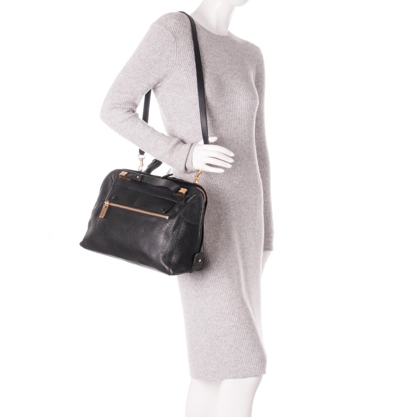 Grained Calfskin Brooke Satchel Black