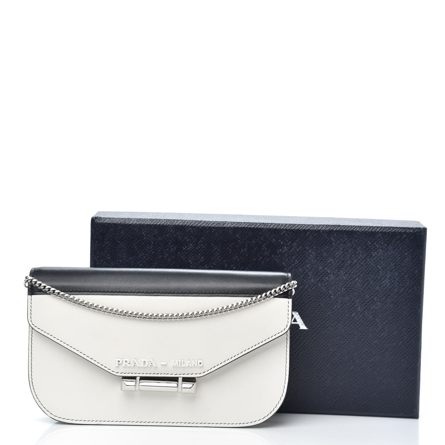 Prada Spazzolato Sybille Monochrome Crossbody Bag White Black 9 of 9
