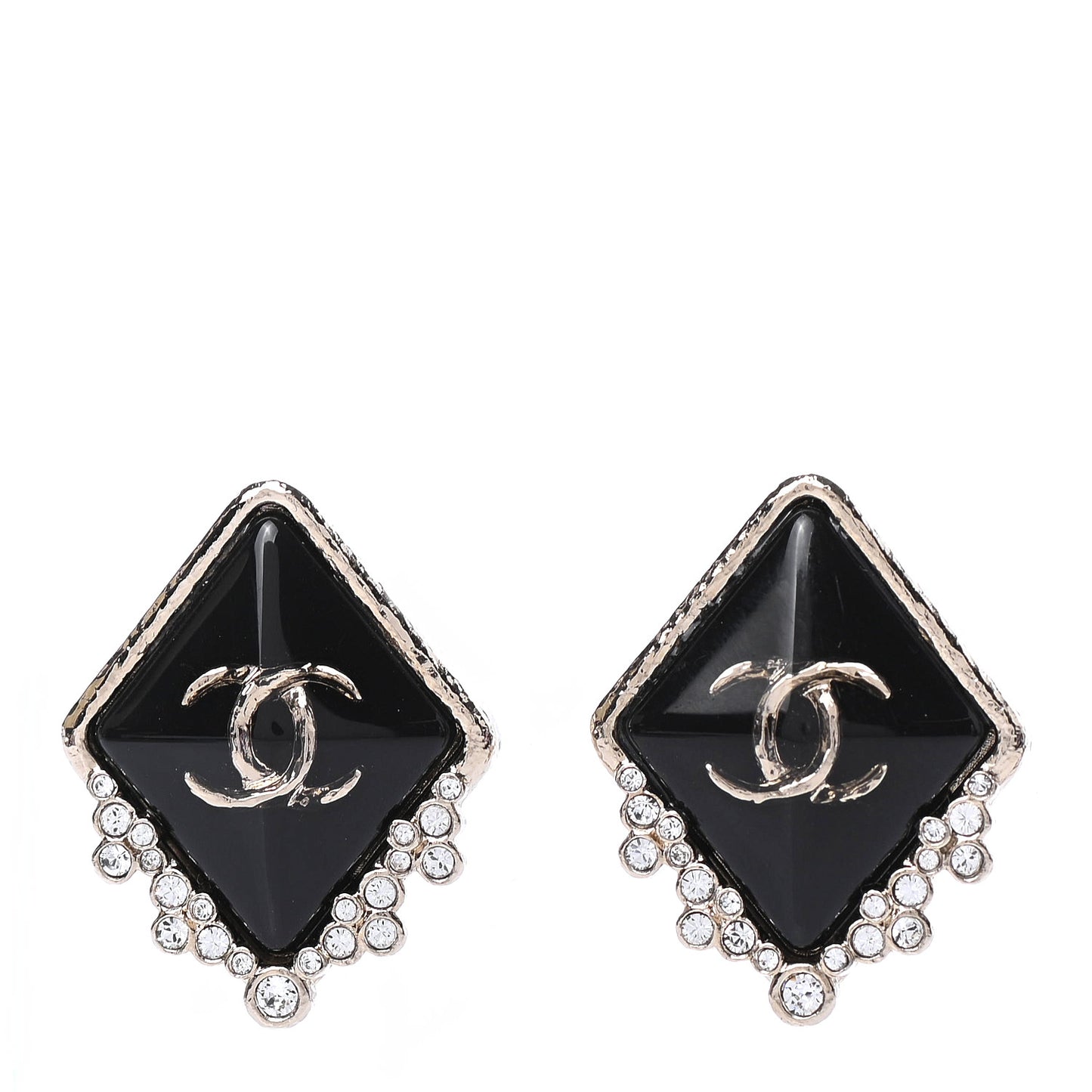 Crystal Resin CC Earrings Gold