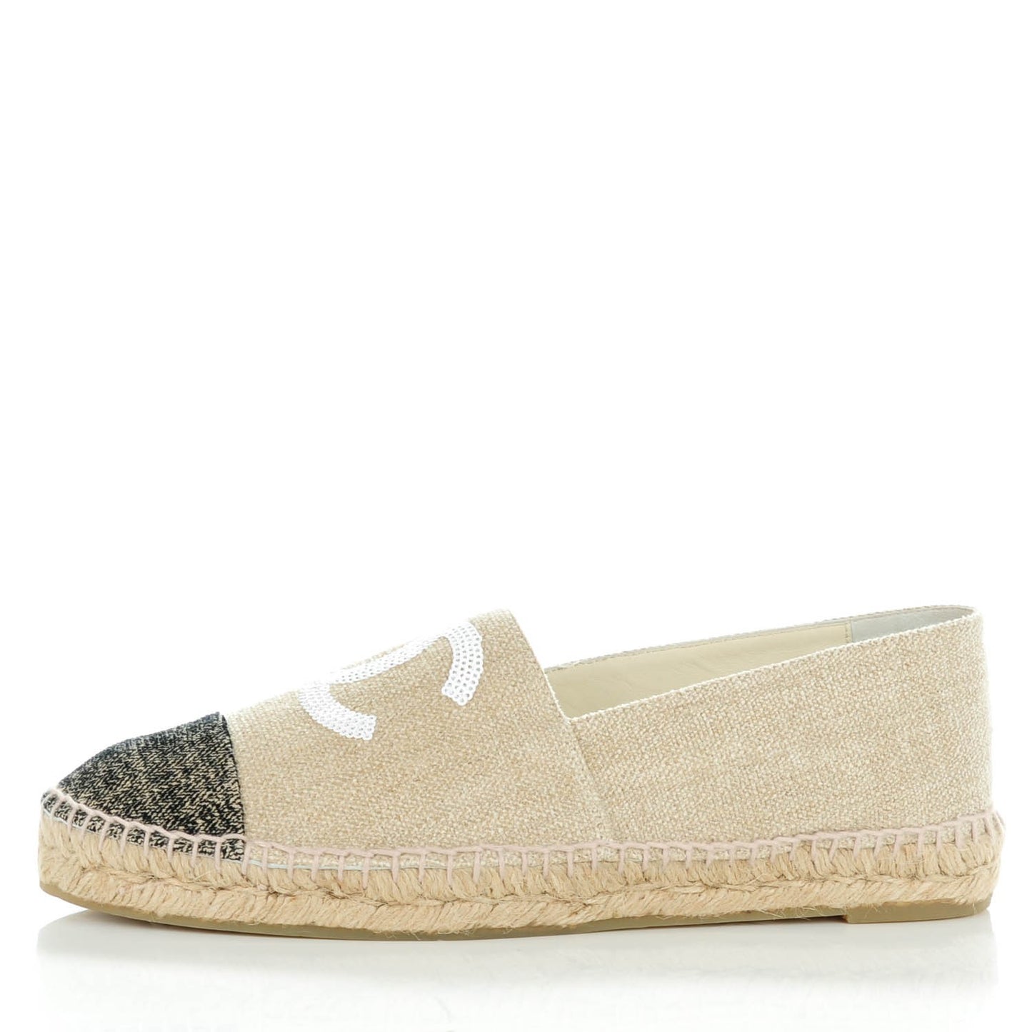 Toile Sequin CC Espadrilles 42 Beige Black