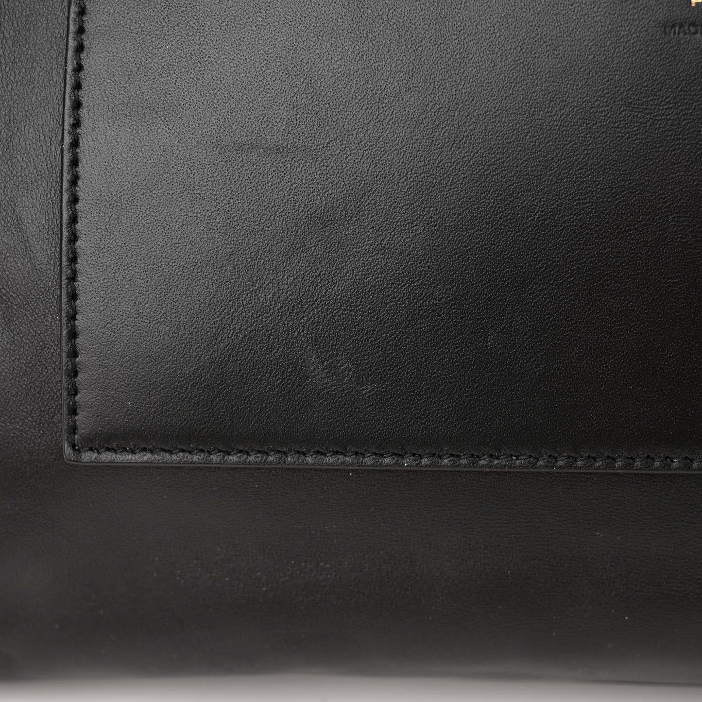 Smooth Calfskin Suede Medium Reversible Monogram Kate Satchel Black
