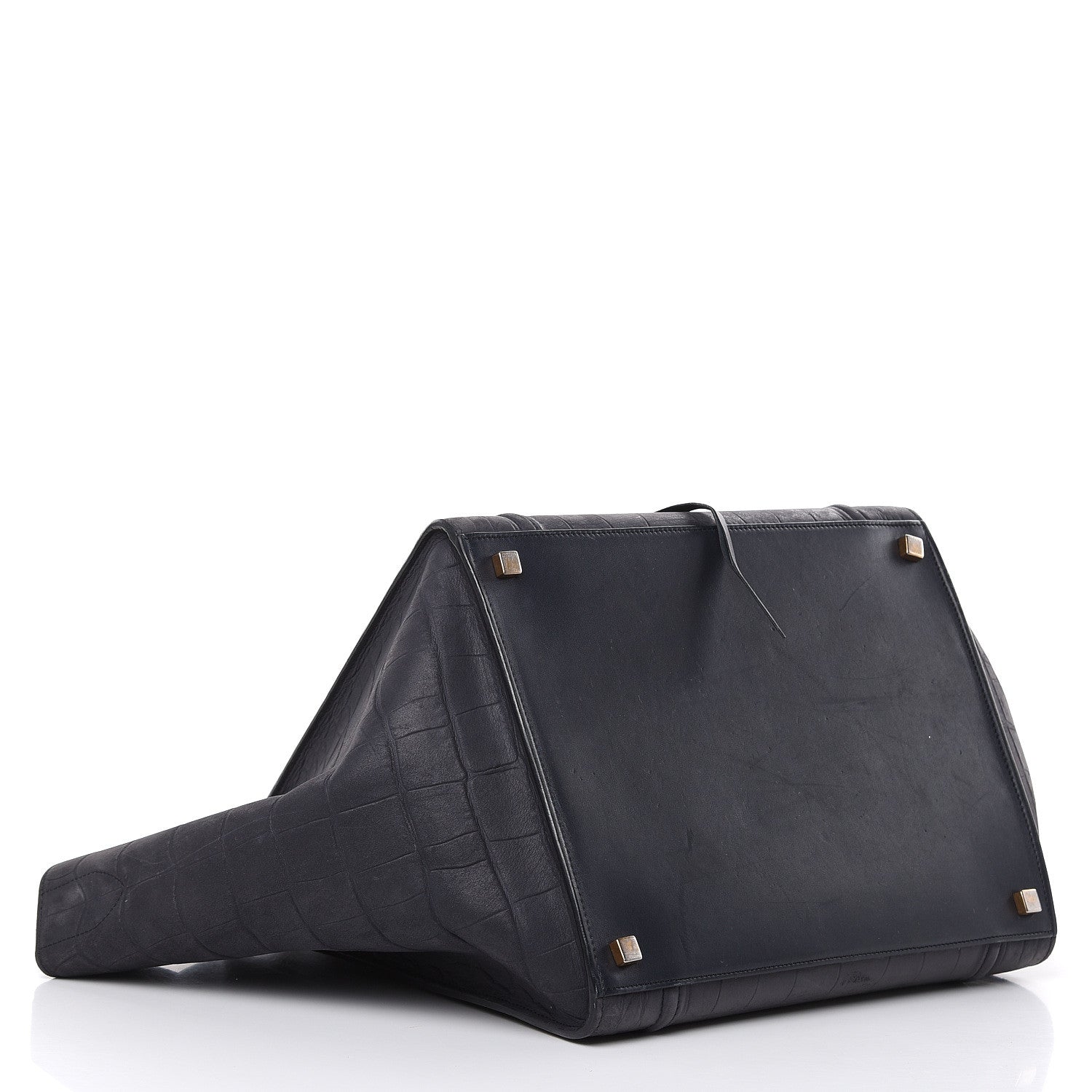Celine Crocodile Embossed Nubuck Medium Phantom Luggage Navy Blue 4 of 18