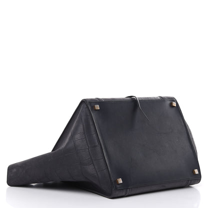 Celine Crocodile Embossed Nubuck Medium Phantom Luggage Navy Blue 4 of 18