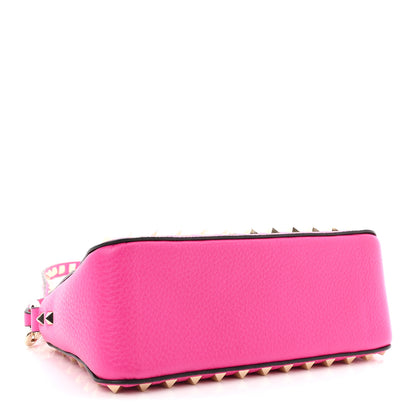 Valentino Garavani Pebbled Calfskin Small Rockstud Flip Lock Shoulder Bag Fuxia 4 of 9