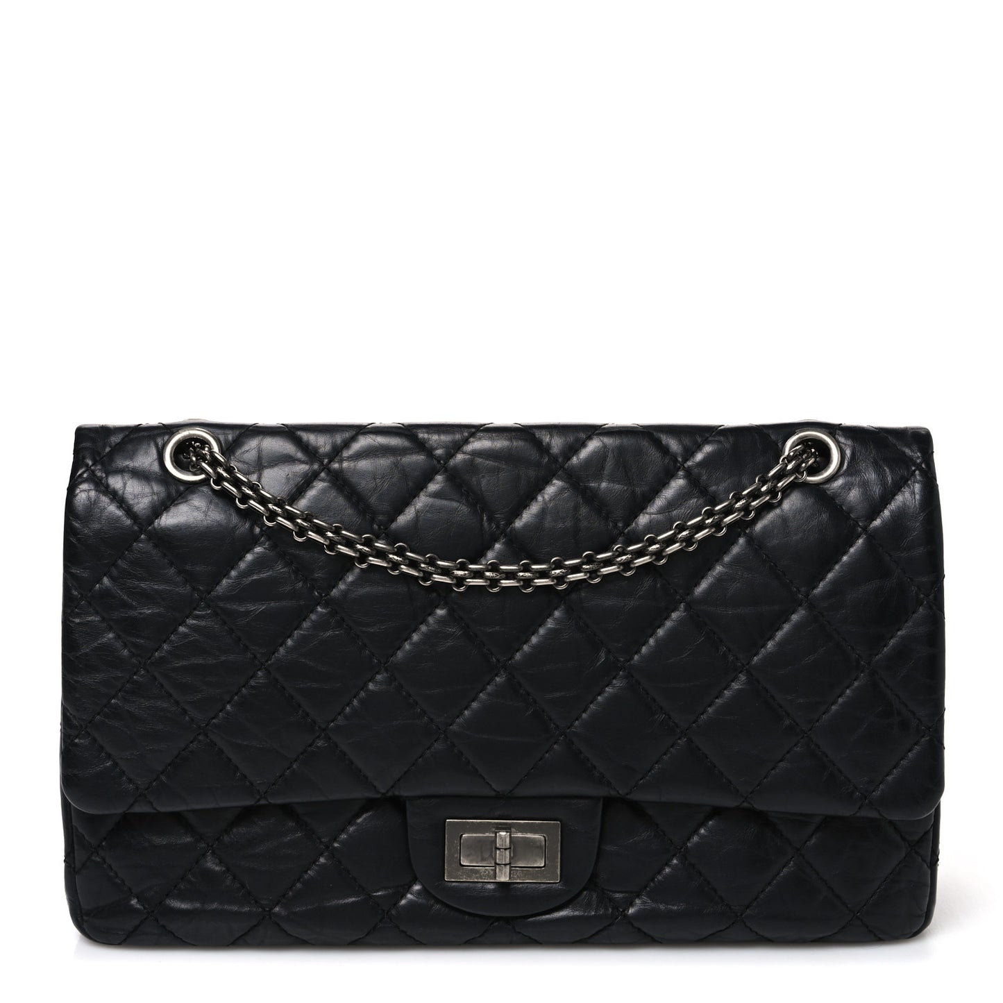 Aged Calfskin Quilted 2.55 Reissue 227 Flap Black