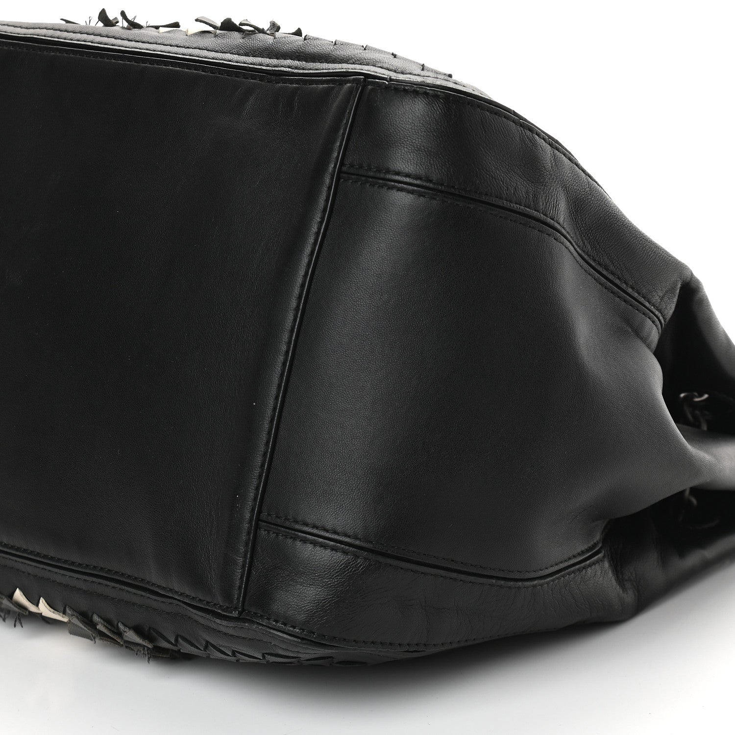 Bottega Veneta Nappa Intrecciato Frayed Accordion Shoulder Bag Black 7 of 8