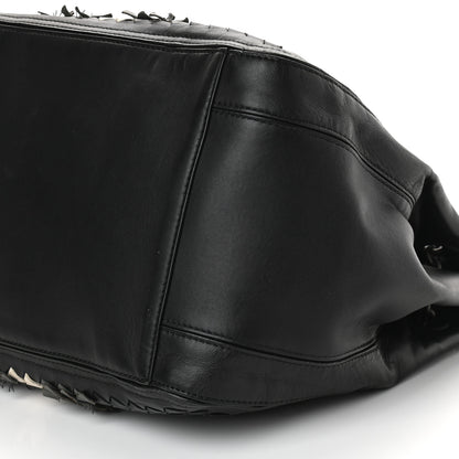 Bottega Veneta Nappa Intrecciato Frayed Accordion Shoulder Bag Black 7 of 8