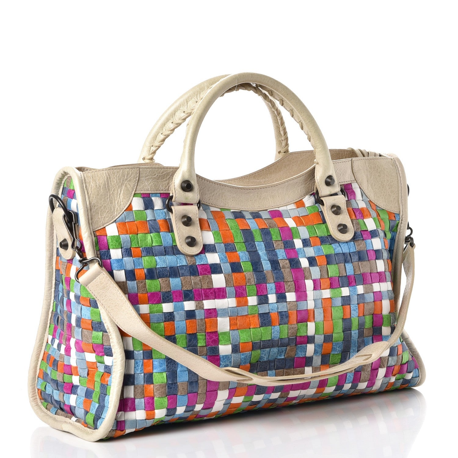 Balenciaga Agneau Lattice Woven Classic Hardware City Praline 4 of 18