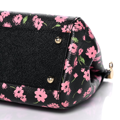 Dolce & Gabbana Dauphine Flower Print Medium Miss Sicily Satchel Black 9 of 20