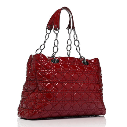 Christian Dior Patent Cannage Large Dior Soft Shopping Tote Red 3 of 9