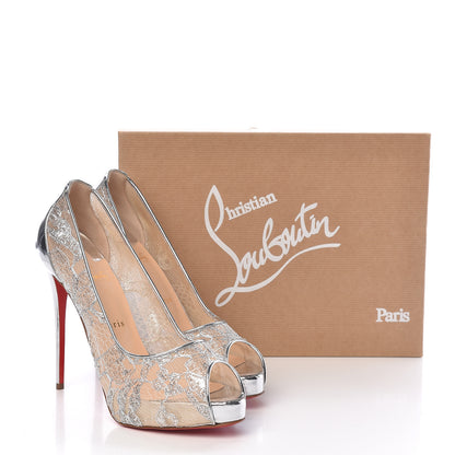 Christian Louboutin Rete Dentelle Lurex Very Lace 120 Pumps 39.5 Silver 8 of 8