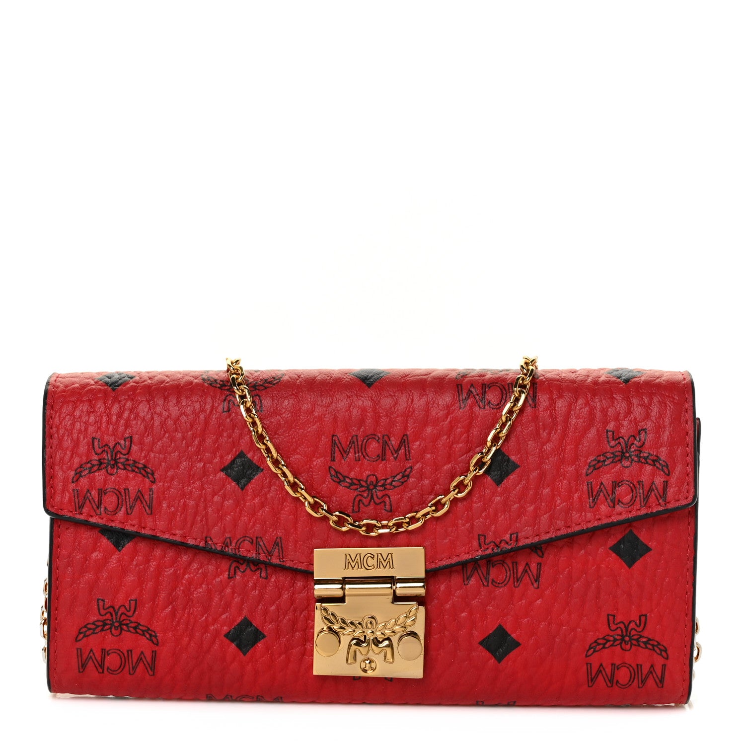 MCM Visetos Patricia Wallet On Chain Ruby Red 1 of 7