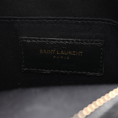 Saint Laurent Grain De Poudre Matelasse Chevron Quilted Round Vinyle Camera Bag Black 6 of 9