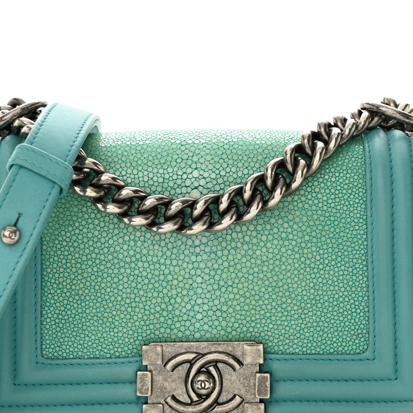 Galuchat Stingray Small Boy Flap Turquoise