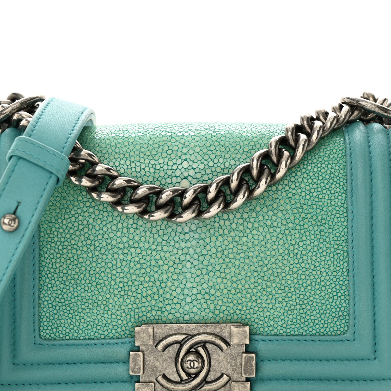 Chanel Galuchat Stingray Small Boy Flap Turquoise 8 of 18