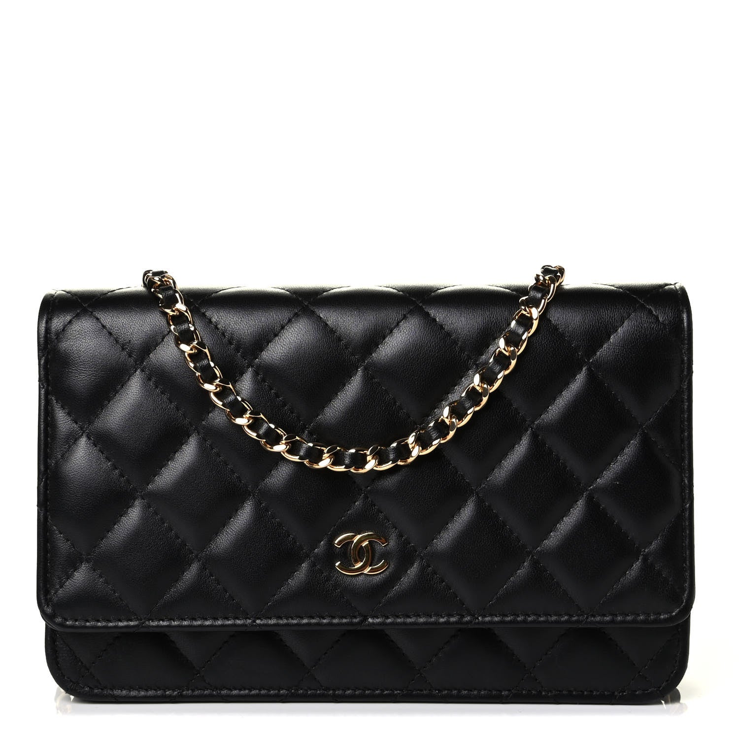Chanel Lambskin Quilted Wallet On Chain WOC Black 1 of 5