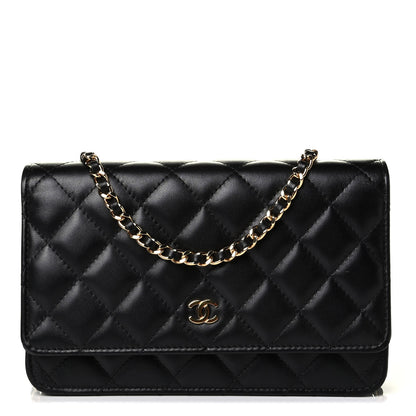 Chanel Lambskin Quilted Wallet On Chain WOC Black 1 of 5