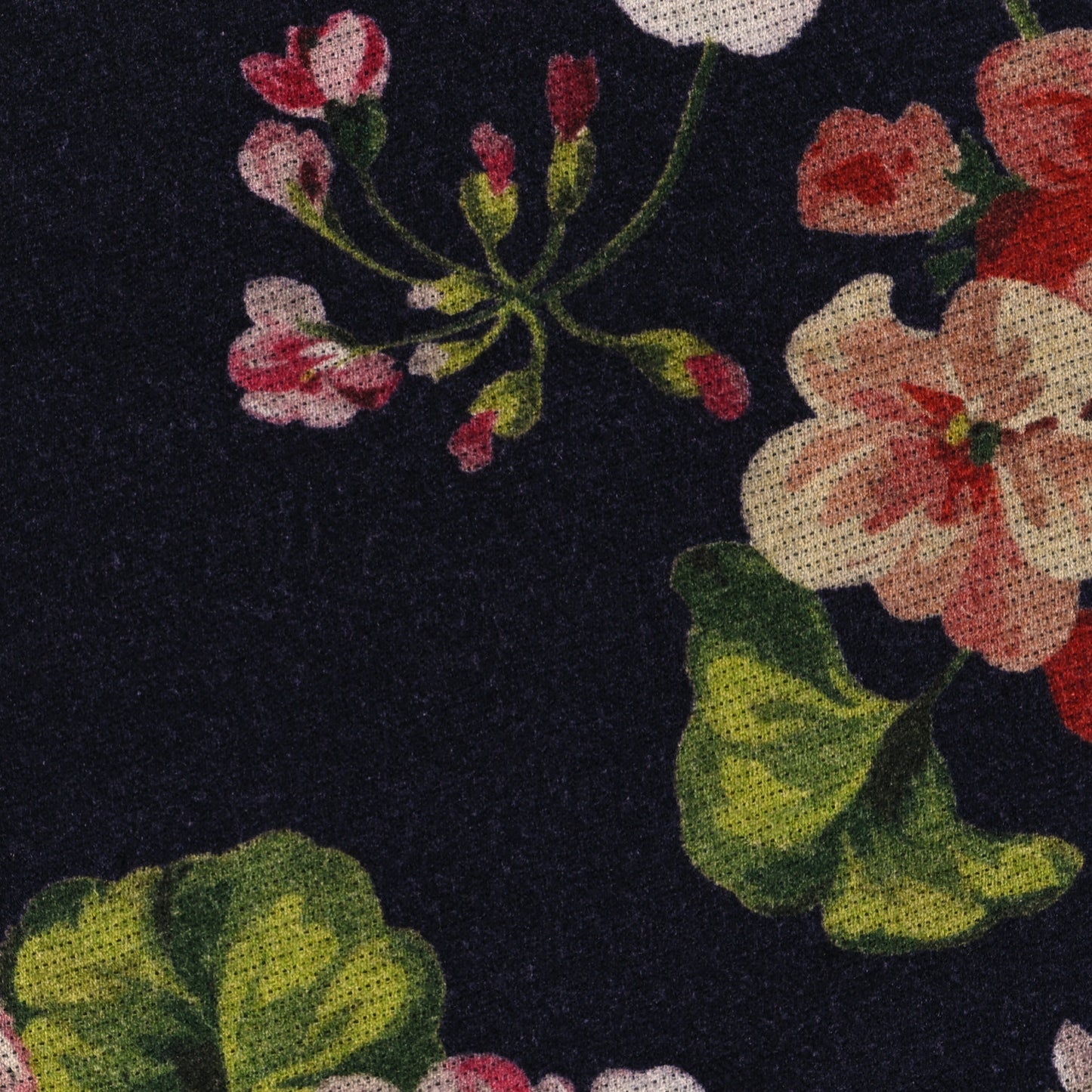 Wool Monogram Blooms Print Scarf Navy