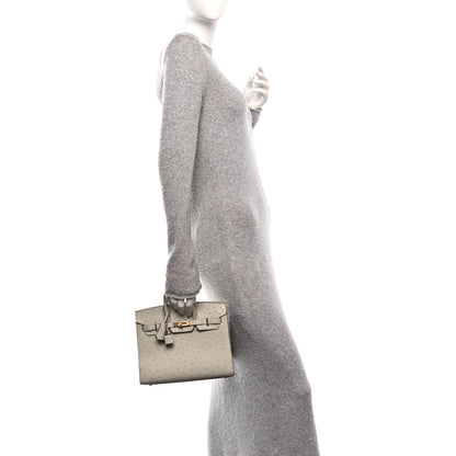 Hermes Ostrich Birkin Sellier 25 Gris Perle 3 of 10