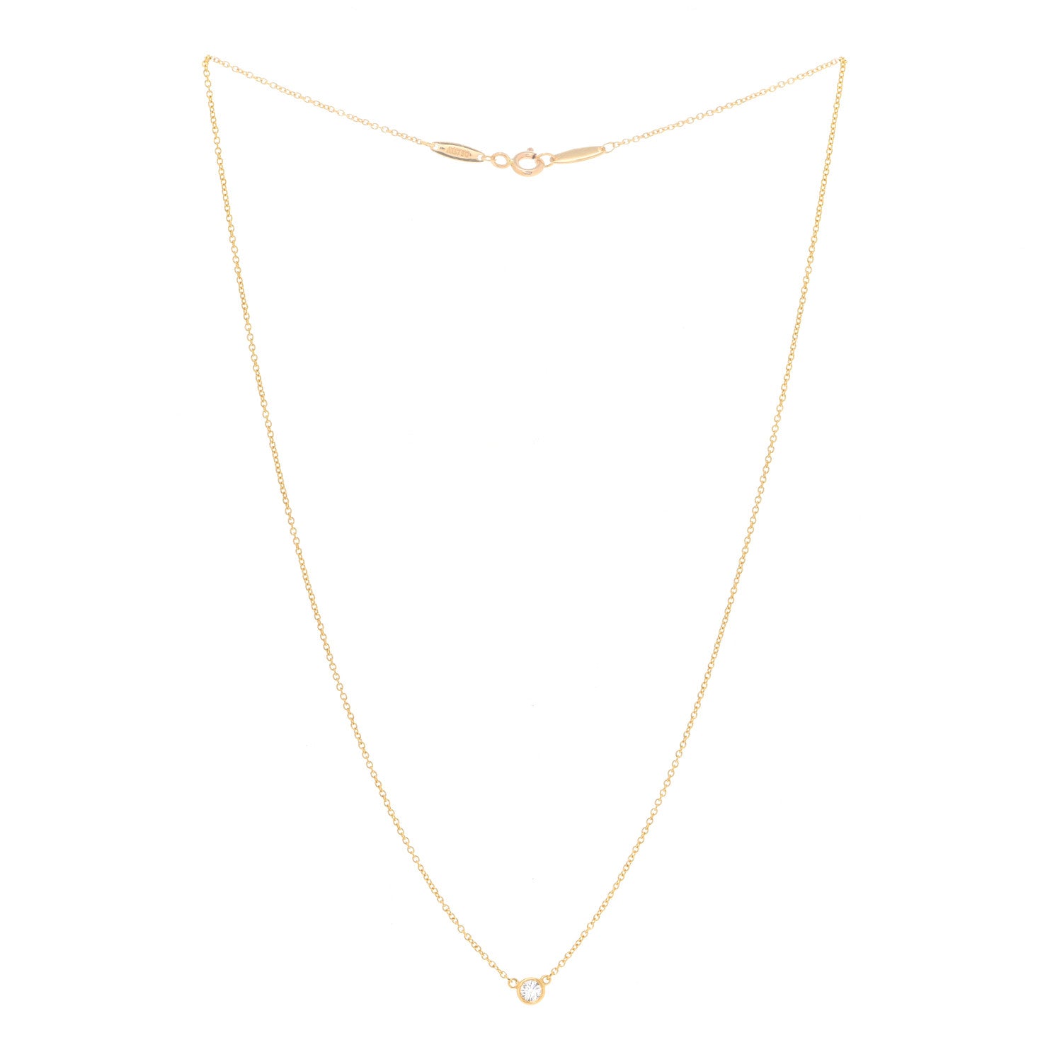 Tiffany 18K Yellow Gold Diamond .08ct Elsa Peretti Diamonds by the Yard Pendant Necklace 3 of 6