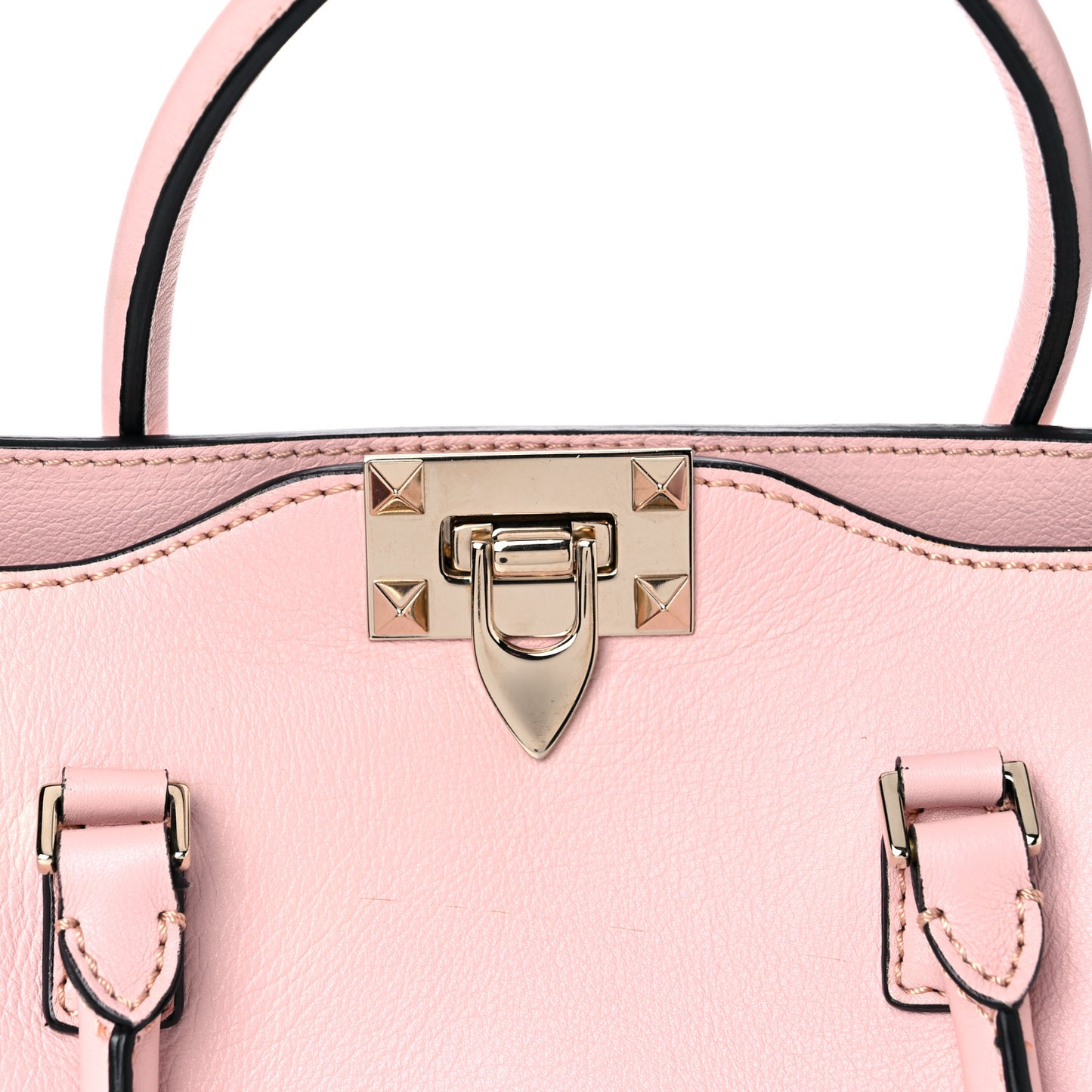 Vitello Small Rockstud Double Handle Tote Rose