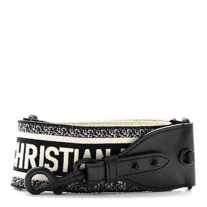 Christian Dior Canvas Embroidered Shoulder Strap Black White 1 of 5