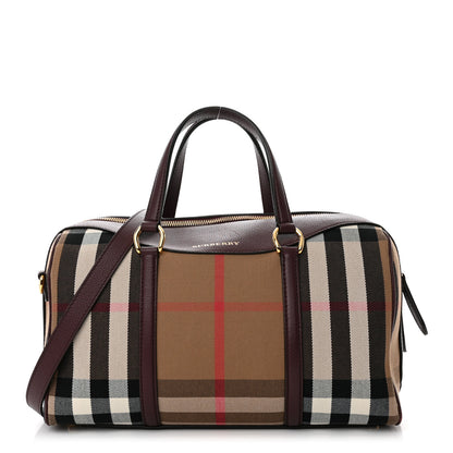 Burberry House Check Derby Calfskin Medium Alchester Bowling Bag Mahogany Red 1 of 12