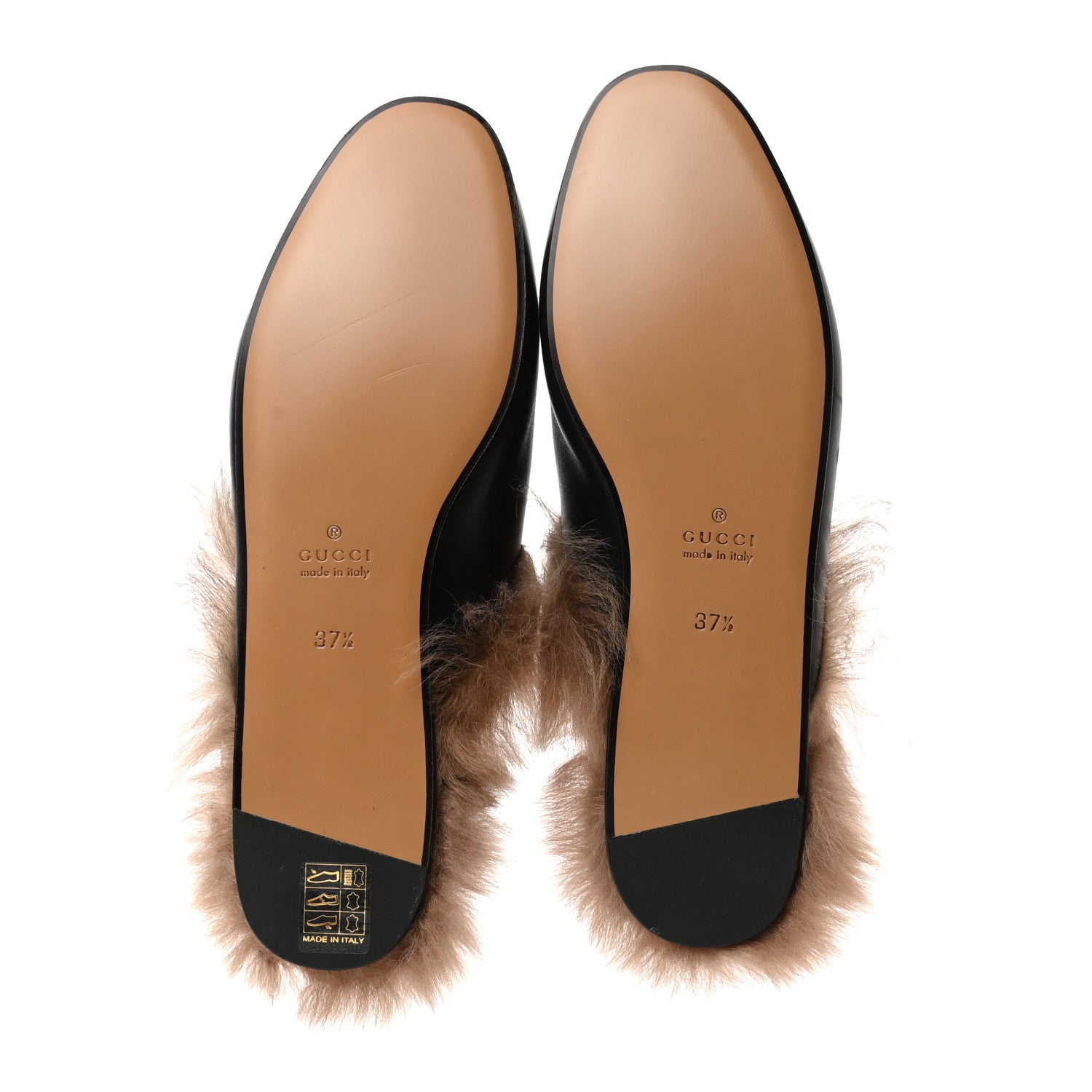 Gucci Calfskin Fur Womens Princetown Slippers 37.5 Black 5 of 7