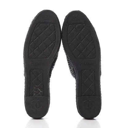 Chanel Tweed CC Espadrilles Mule 38 Black 5 of 10