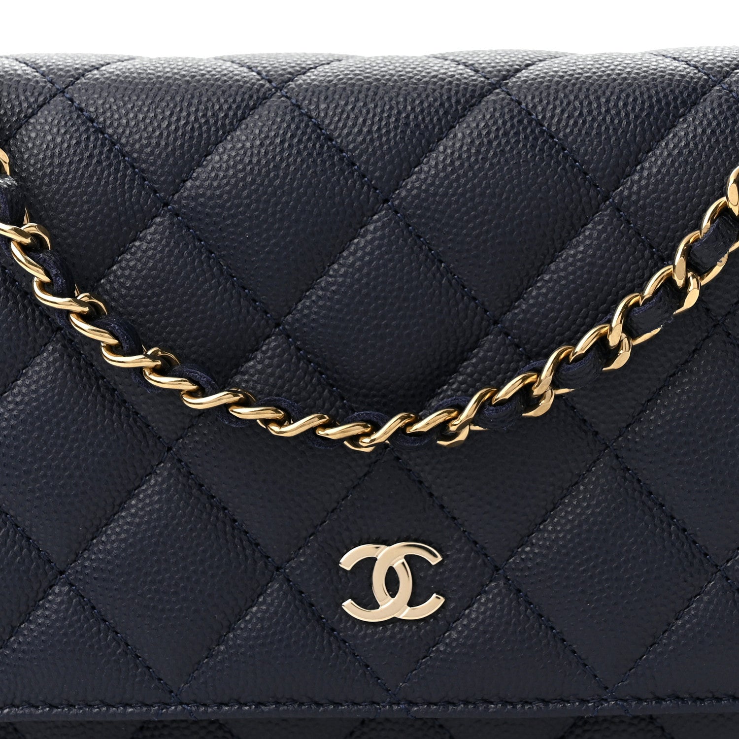 Chanel Caviar Quilted Wallet On Chain WOC Navy Blue 9 of 12