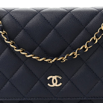 Chanel Caviar Quilted Wallet On Chain WOC Navy Blue 9 of 12