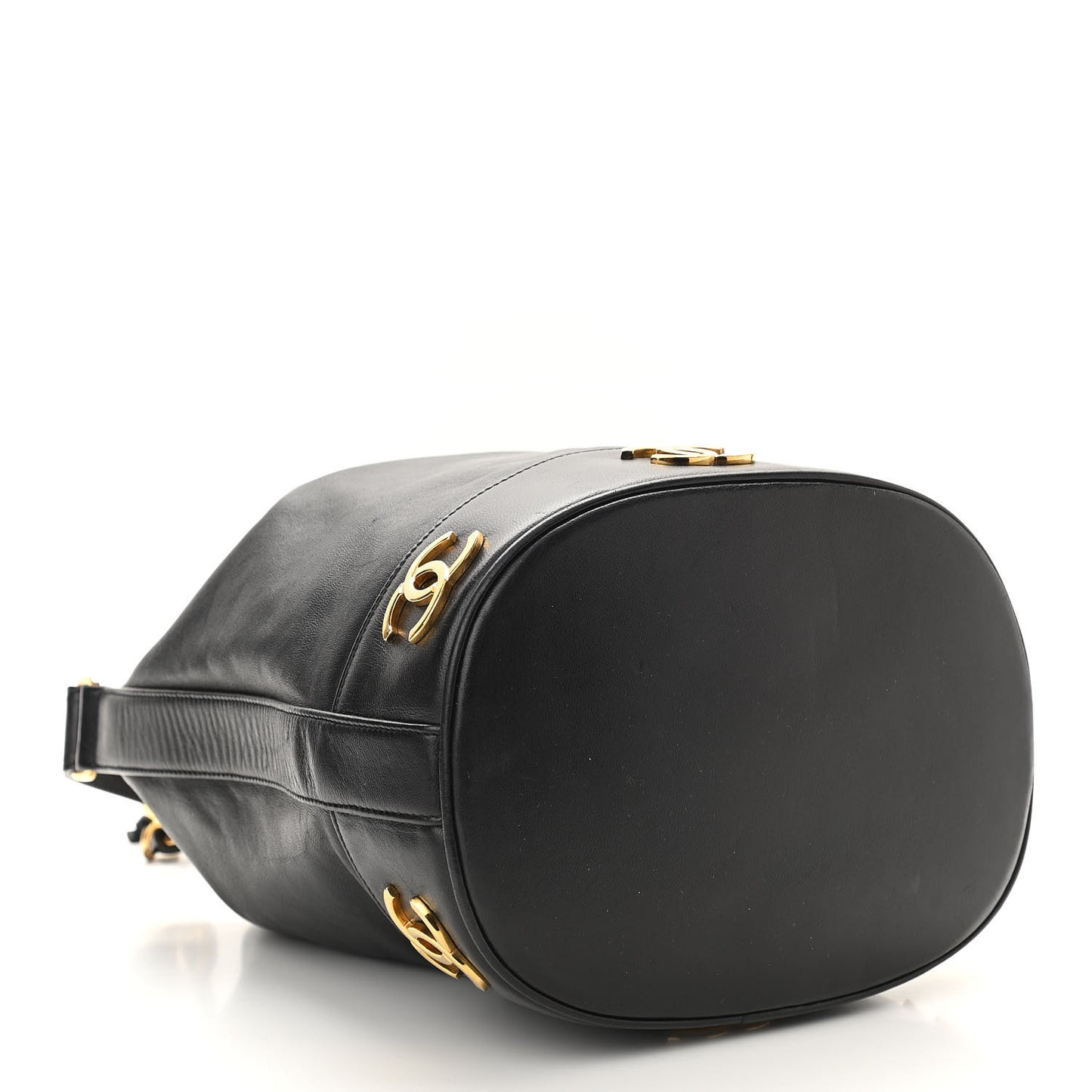Lambskin CC Drawstring Shoulder Bag Black