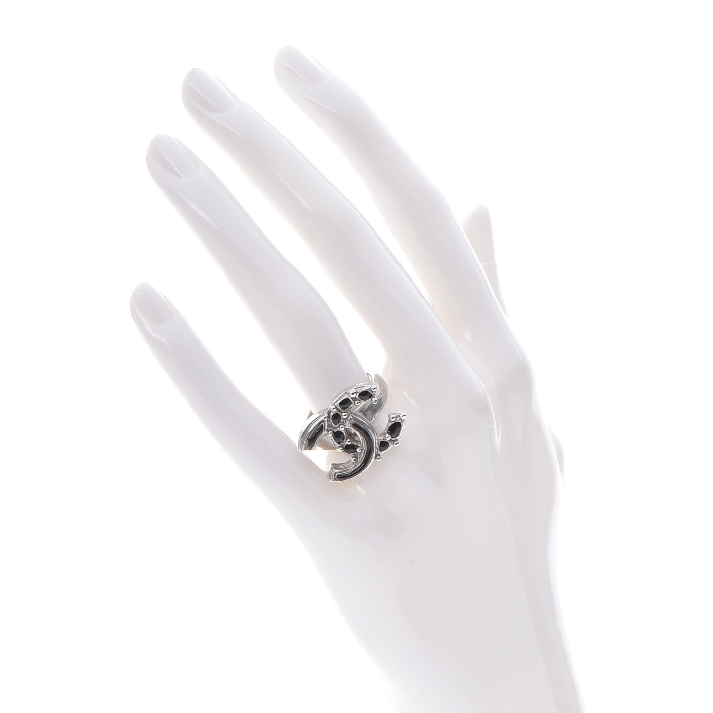 Ruthenium Enamel CC Ring 7 Black
