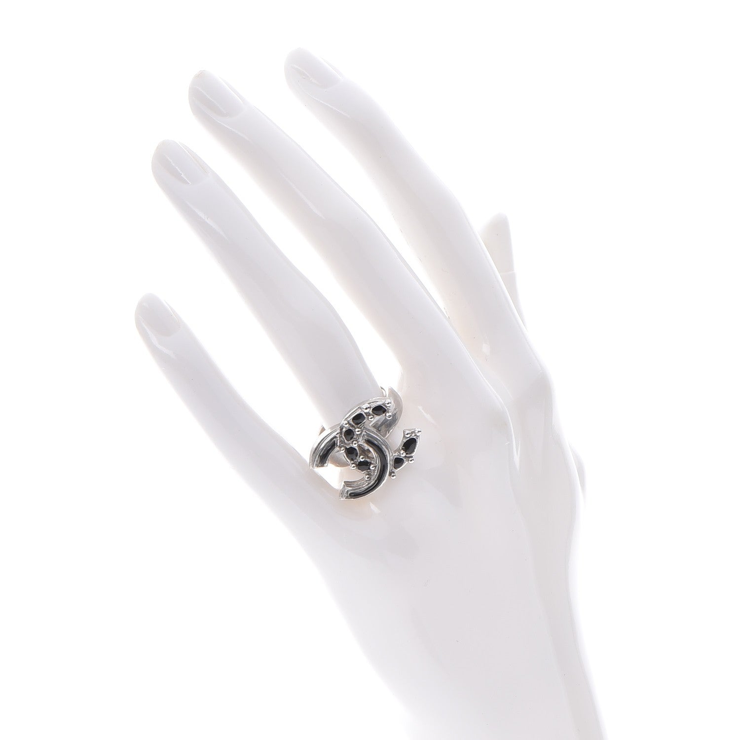 Chanel Ruthenium Enamel CC Ring 7 Black 2 of 4