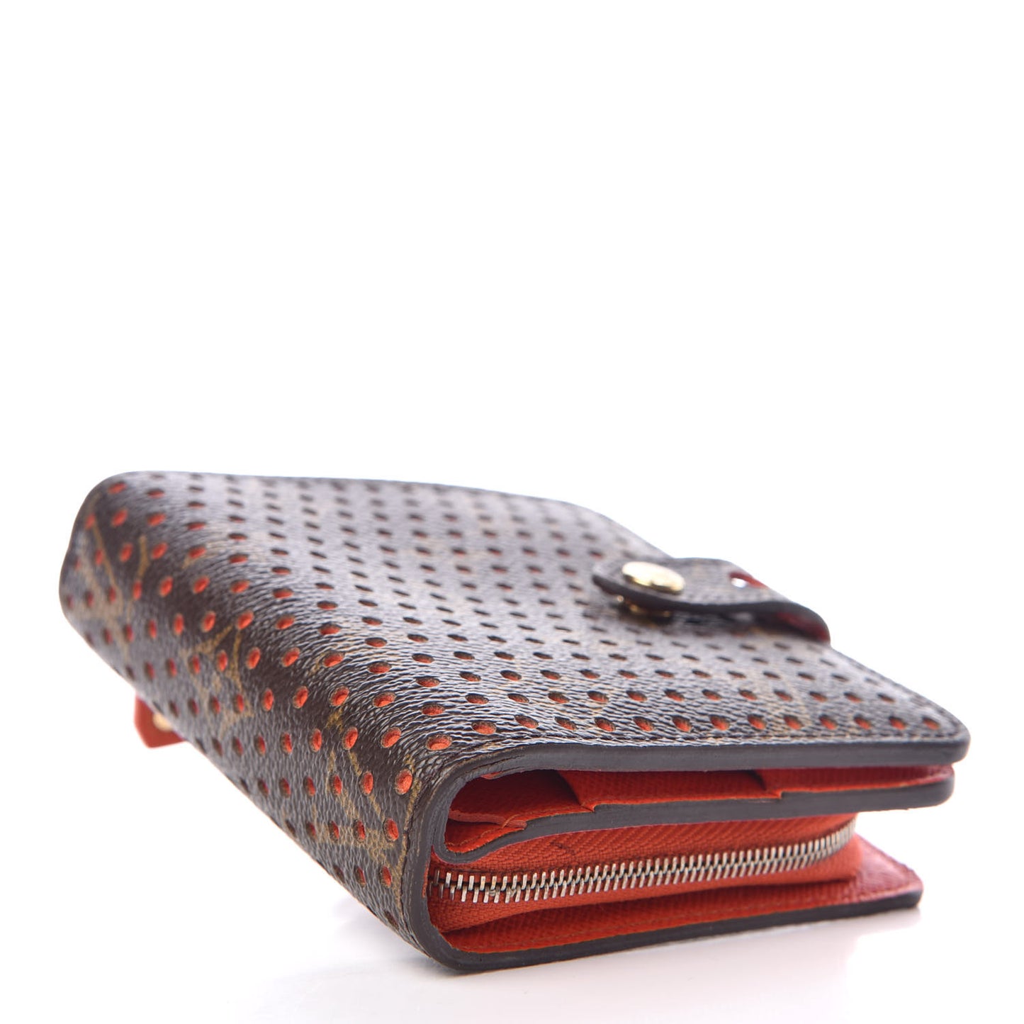 Monogram Perforated Compact Zipped Wallet Orange