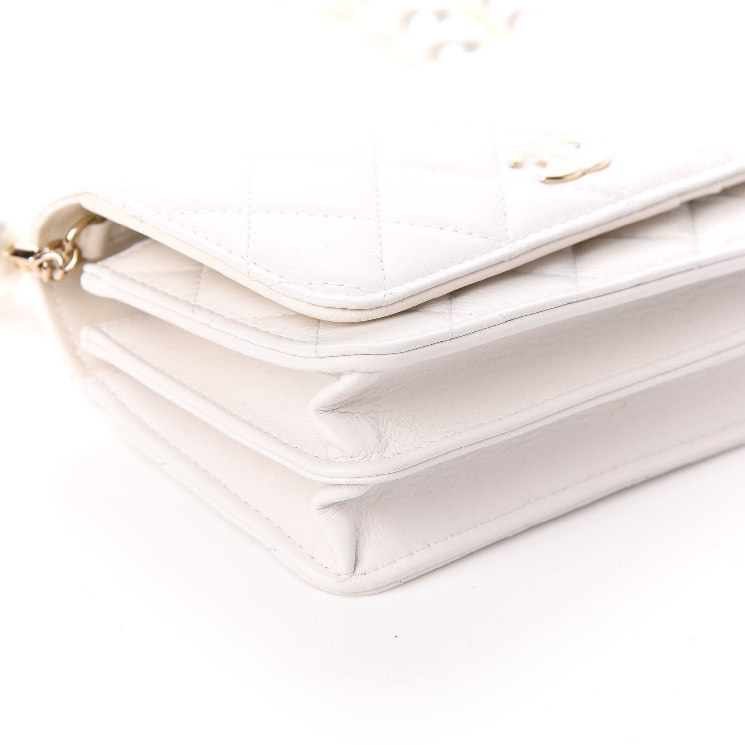 Chanel Calfskin Quilted Pearl Mini Wallet On Chain WOC White 8 of 9