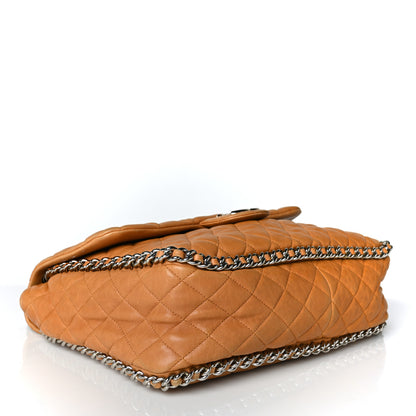 Chanel Washed Lambskin Chain Around Maxi Flap Bag Dark Beige 4 of 11