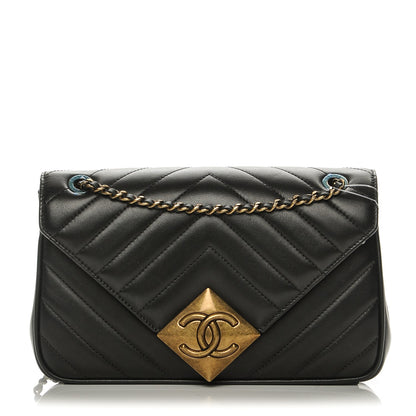 Chanel Lambskin Chevron Quilted Small Pyramid CC Flap Black 1 of 8