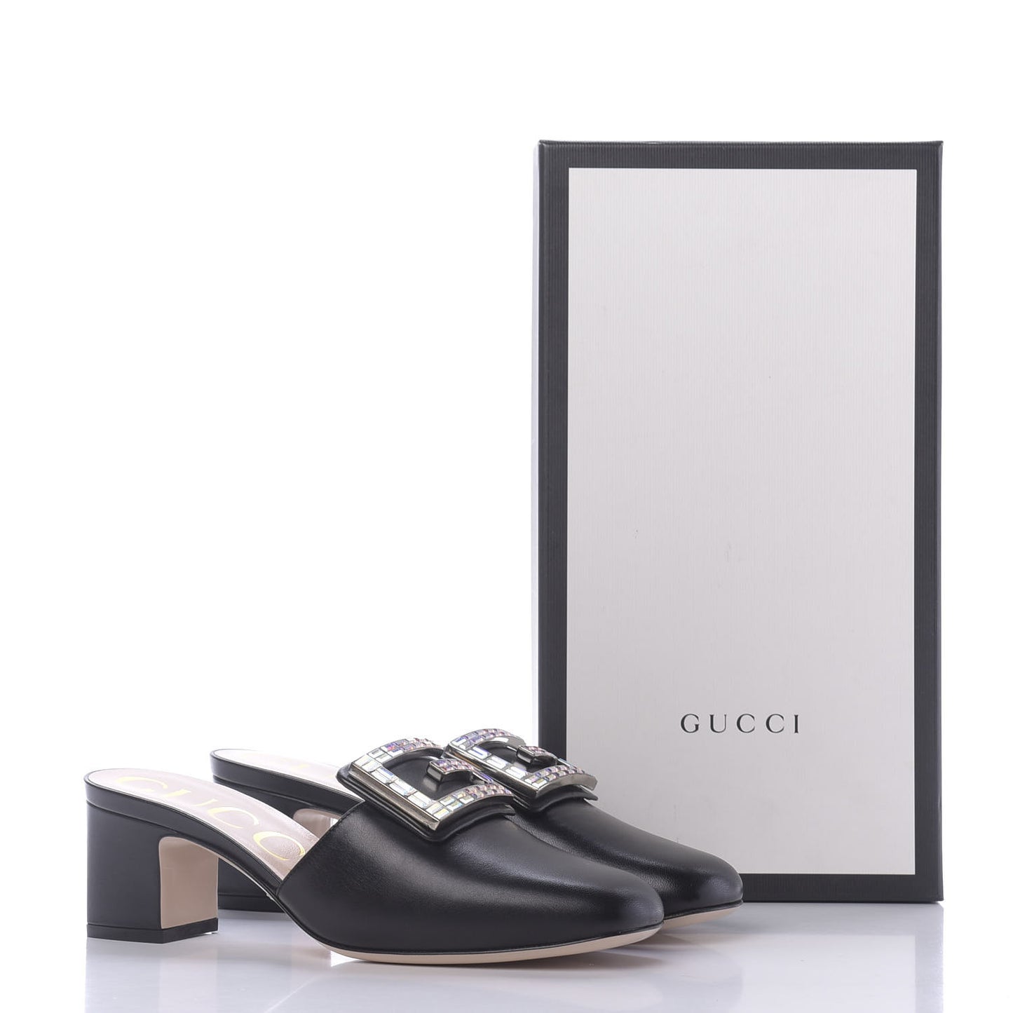 Malaga Kid Crystal Square G Madelyn 60mm Mules 37.5 Black
