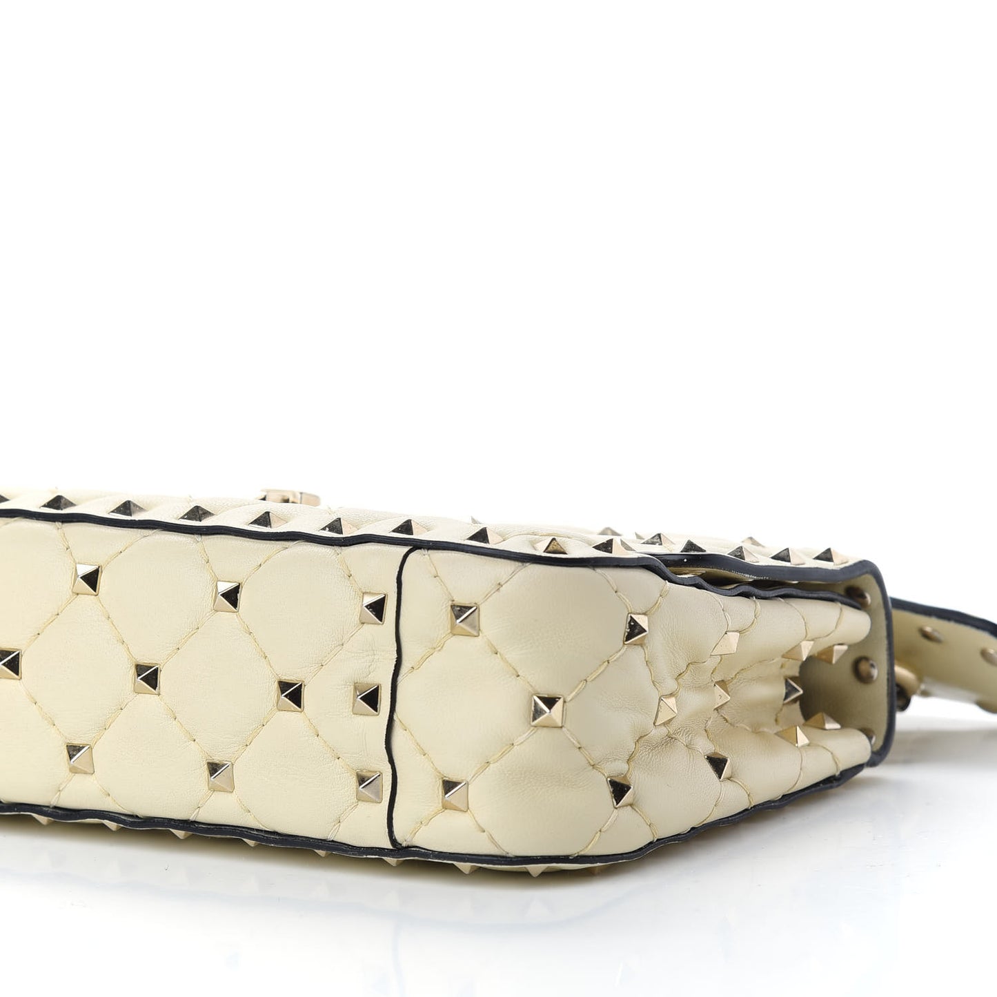 Nappa Small Rockstud Spike Shoulder Bag Light Ivory