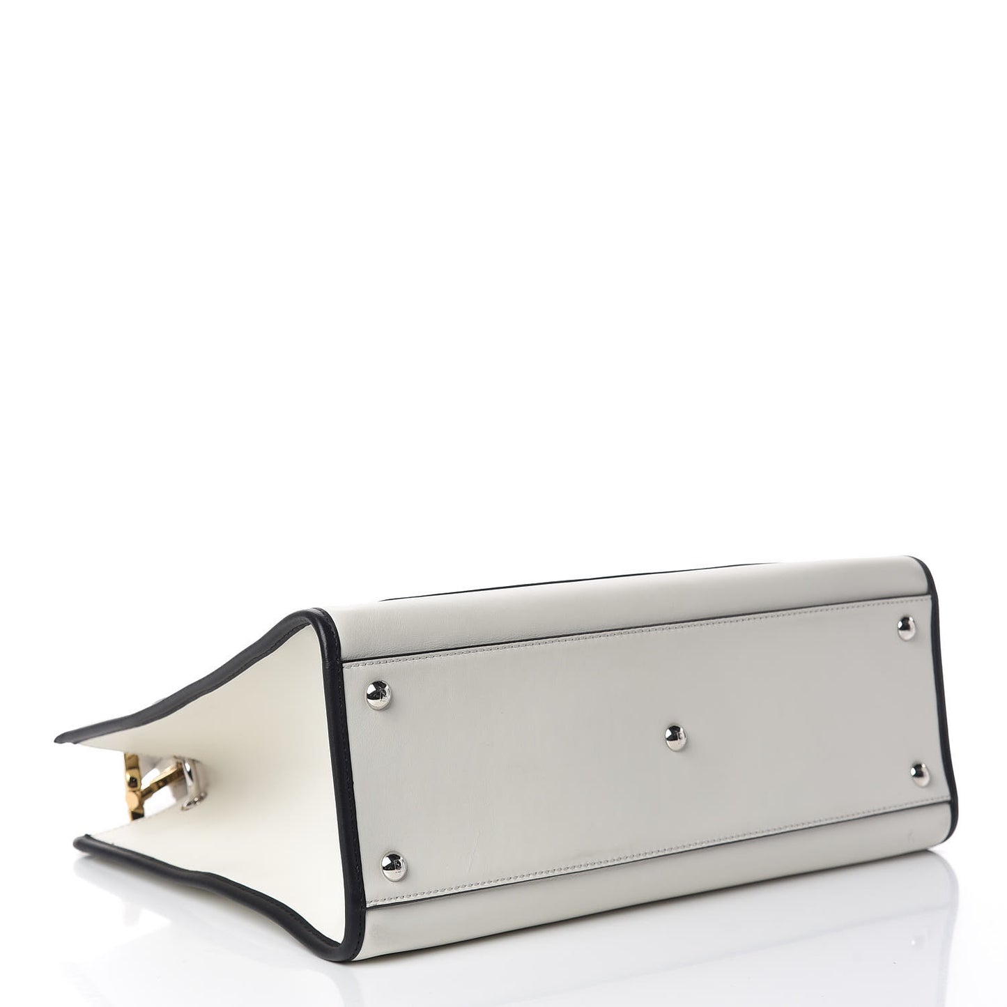 Vitello Century Opaco F is Fendi Bi-Color Regular Runaway Satchel White Ice Black